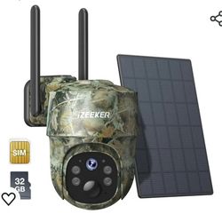 iZEEKER Trail Camera 4G LTE, 2K PTZ Cellular Game Camera Solar with 360° Full View, Live Video, Color Night Vision, Hunting Camera Motion Activated IP