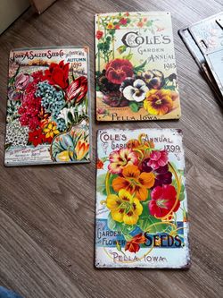 3-11x8 metal signs with flowers