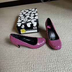 Hot pink Checker Heels Sz 8