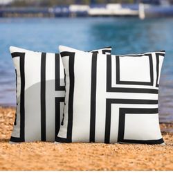 Merrycolor Set of 2 Outdoor Waterproof Throw Pillow Covers 18x18