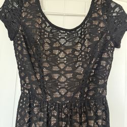 Black Lace Dress With Pink Underlay 