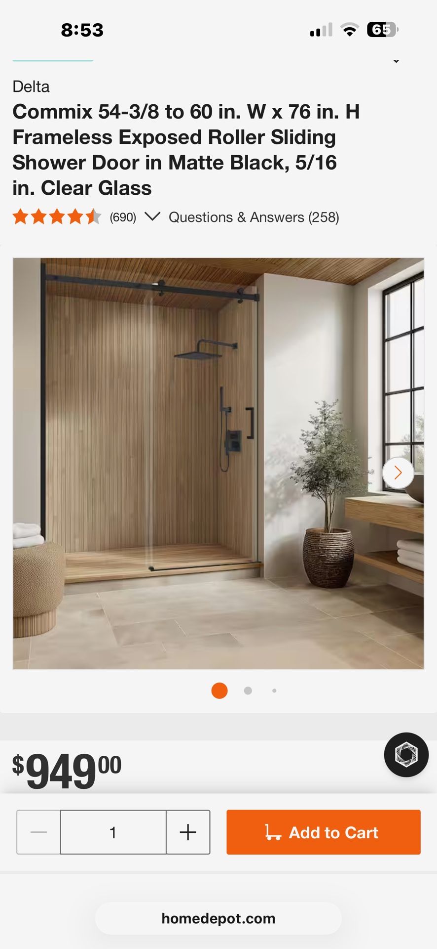 Shower Door Clear Glass 