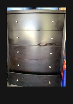 5 Drawers Wood Dresser Dark Brown