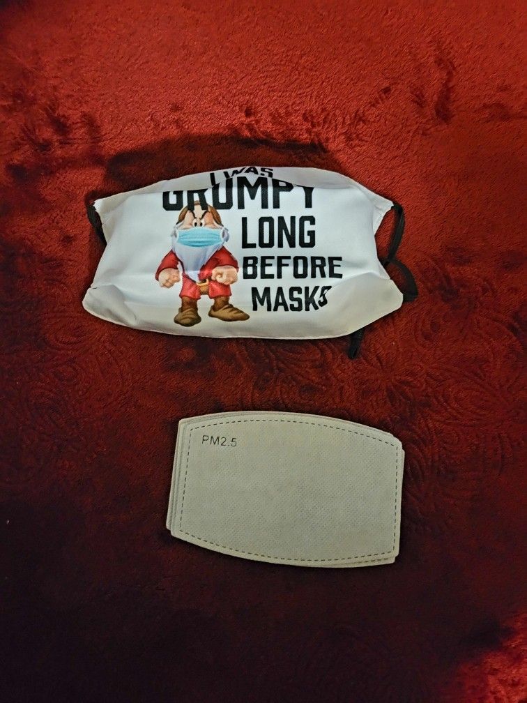 NWT ADULT FACE MASK I WAS GRUMPY LONG BEFORE MASKS UNISEX SIZE ONE SIZE FITS ALL