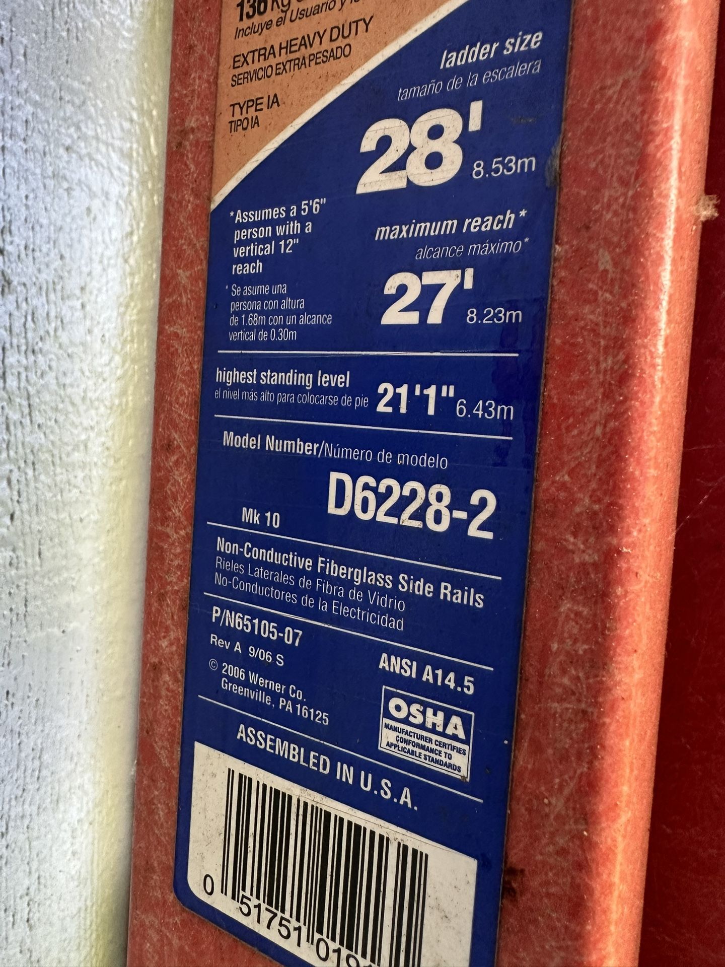 28’ Fiberglas Ladder