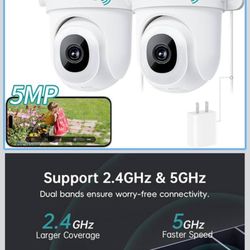 5MP Outdoor Camera Wireless 2-Pack - 24|7 Recording Wi Power, Support 5GHz WiFi | Moti & Noise