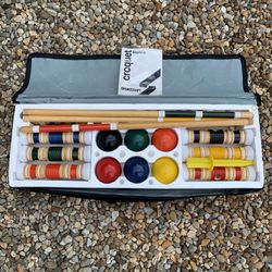 Sportcraft Croquet Wooden Outdoor Deluxe Sports Set Backyard Lawn Game