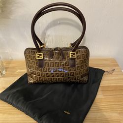 FENDI Zucchino Coated Canvas Hand Bag