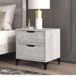 Galano Lilay 2 Drawer Nightstand, Tool-Less Assembly, 15.7" D x 18.9" W x 20.3" H, Dusty Grey Oa