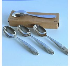 Princess House Amalia Flatware Stainless Steel Dinner Spoons Set of 4