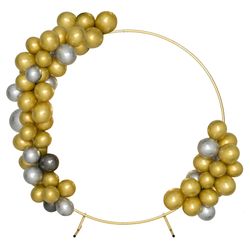 Harfirbe Round Backdrop Stand Circle Arch, 6.5ft Golden Aluminum Balloon Arch Kit For Party Decoration Wedding Arch Flower Ring Stand