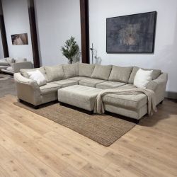 Beige 3 Piece Sectional with Outtoman