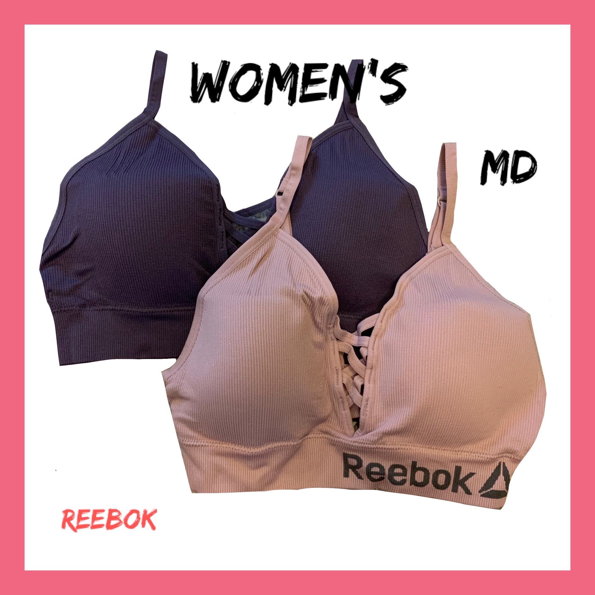NIB Womens Reebok 2Pc Plunge Bralettes Sz:M
