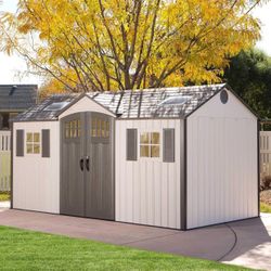 Lifetime 60138 Outdoor Storage Shed, Desert Sand, 15 x 8 Feet