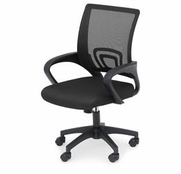 Athena Collection Ergonomic Office Chair, Mid-Back Desk Chair, Black Adjustable Seat Height, Breathable Backrest & Lumbar Support, 2.8" High-Density F