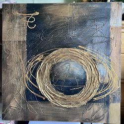 Wall Painting Art Black Gold Canvas 23 1/2” x 23 1/2”