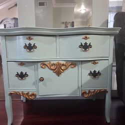 Vintage Mint Green Cabinet Table