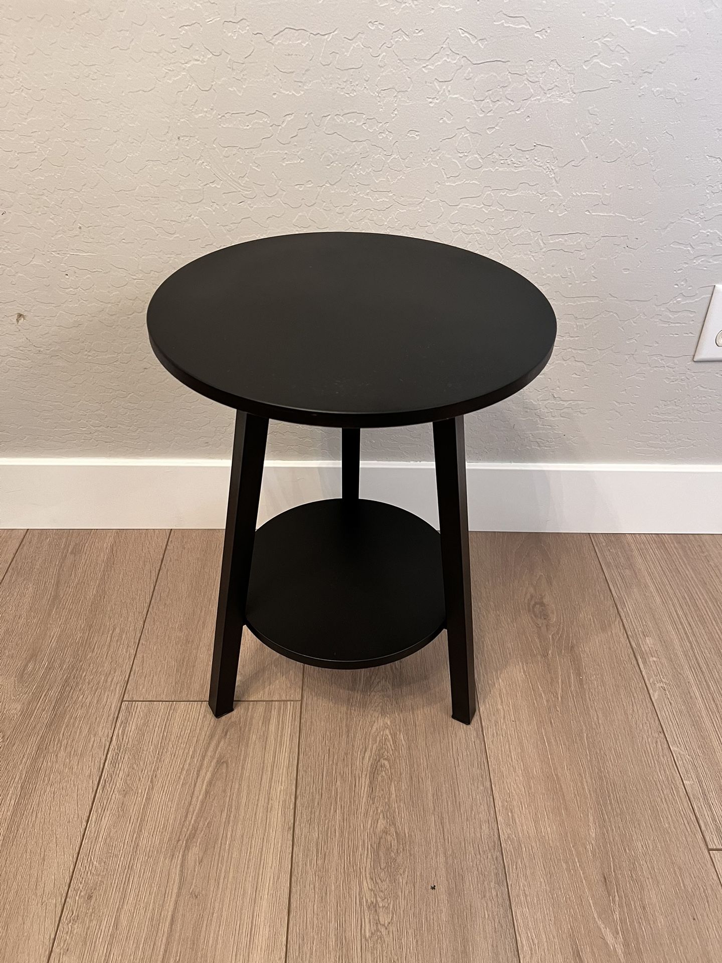 ONE Black Two Tier Round End Table -Round Accent Table