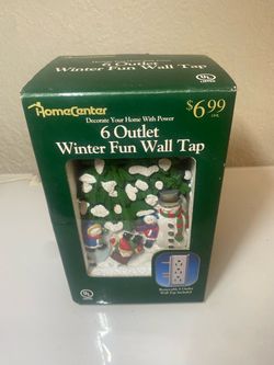 Snowman Family Hand Painted Christmas Holiday Snowman 6 Outlet Wall Adapter