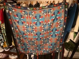 Chrome Hearts Ceiling Silk Scarf Grey Multicolored Floral Cross Pattern