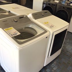 Samsung Top Load Washer And Gas Dryer In White 