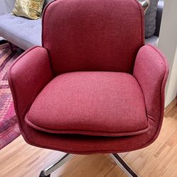 Vintage Mid Century Modern MCM red bucket swivel chair by Faultless Doerner