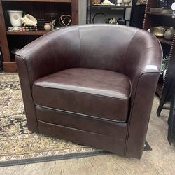 Brown Pleather Swivel Chair 
