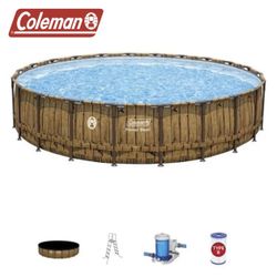 Coleman Power Steel 22' x 52" Round Metal Frame Above Ground Pool complete Set