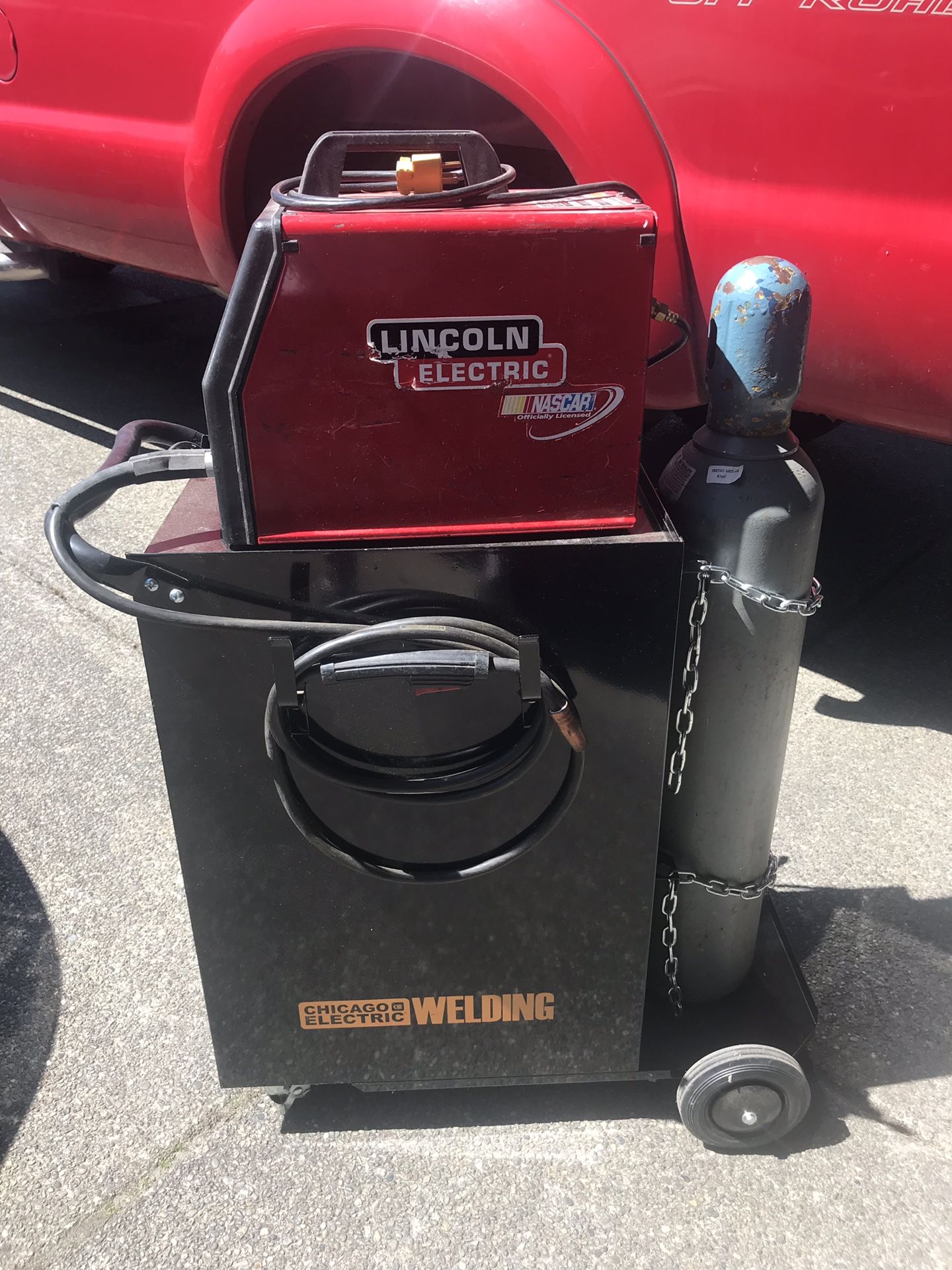 Lincoln Electric Weld-Pak 100 Wire Feed Welder w/ MIG Conversion Kit, Cart, Argon Tank & More