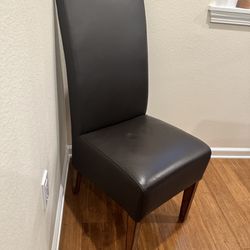 10 Brown leather Parsons Chairs 