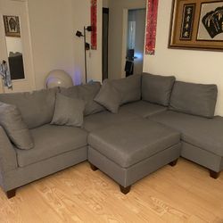 Dark grey Smoke free and pet friendly L shaped sofa