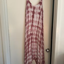 Fifteen Twenty Pink Tie Dye Handkerchief Hem Dress - Size Small