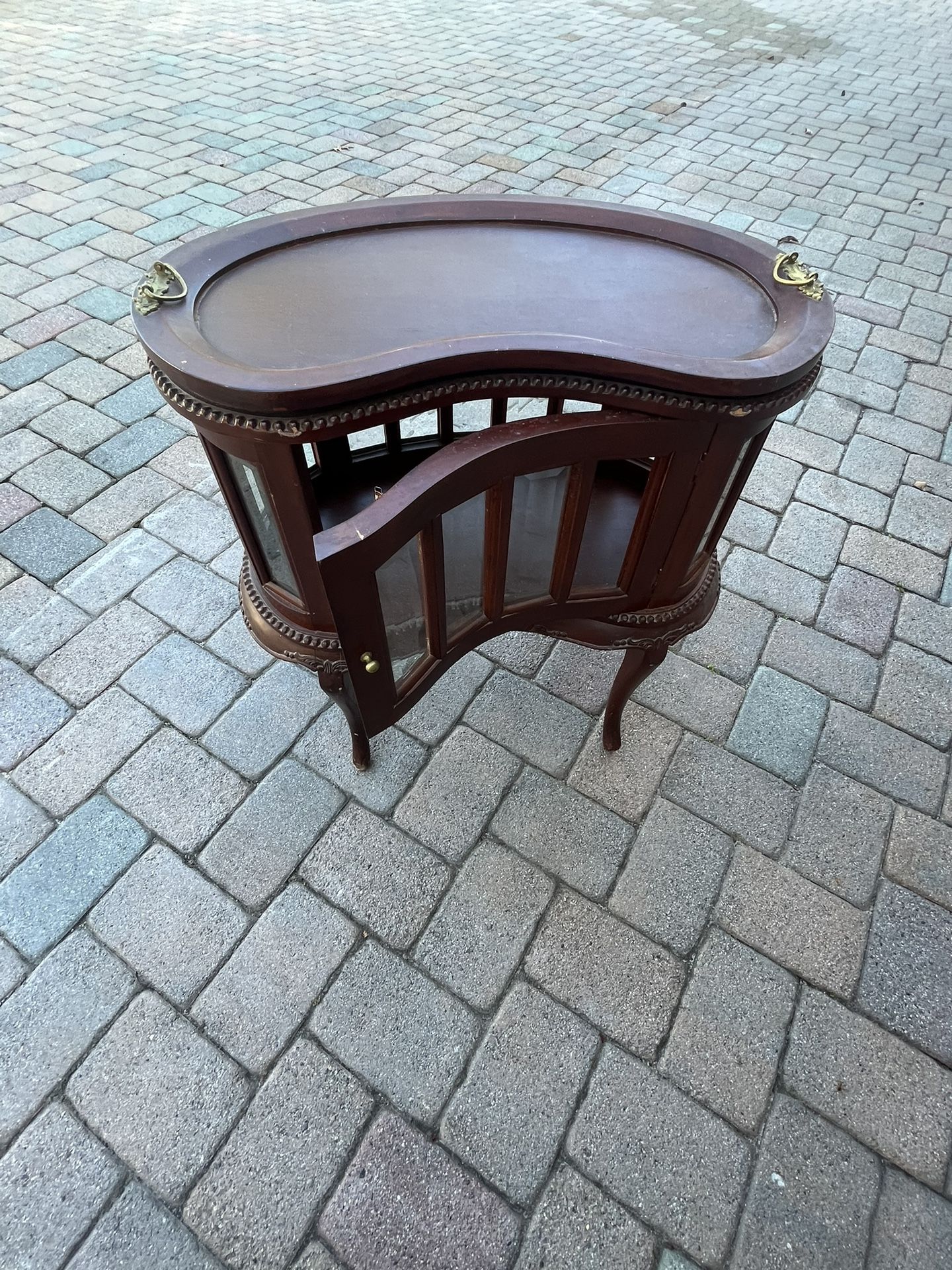 Antique buffet server, and mirror