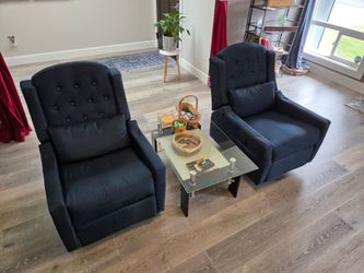 Recliners - Set of 2 (Fabric, Blue)