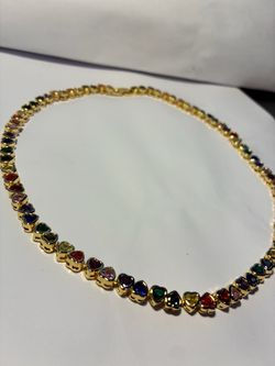 14k gold plated tennis necklace