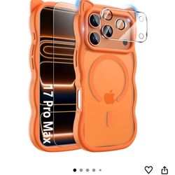 3 in 1 Magnetic for iPhone 17 Pro Max Case for Women Girls, 1X Screen Protector+1X Camera Lens Protector, Compatible with MagSafe, Translucent Matte, 