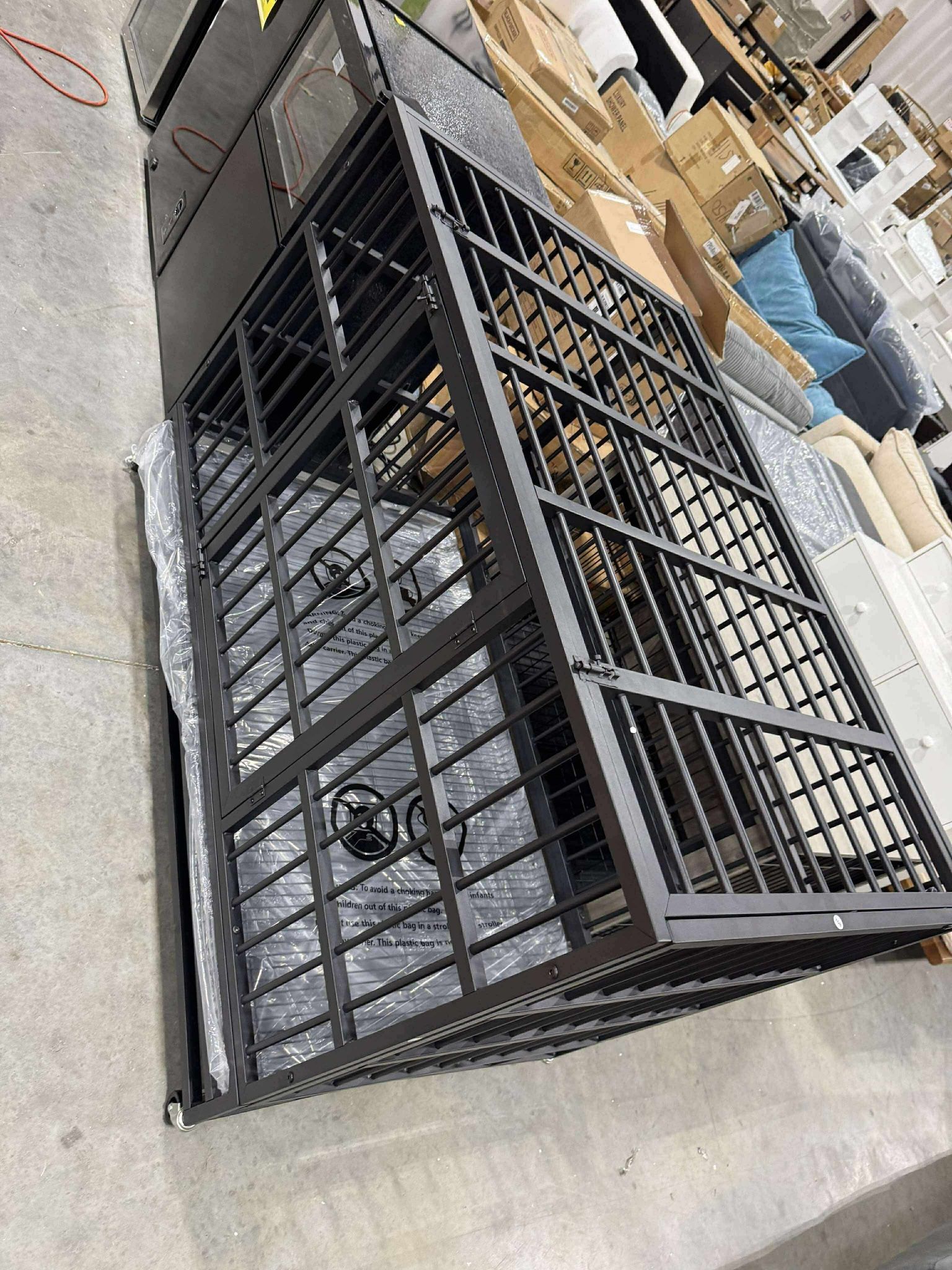 48"Heavy Duty Indestructible Dog Cages Double Door Escape Cage Kennel