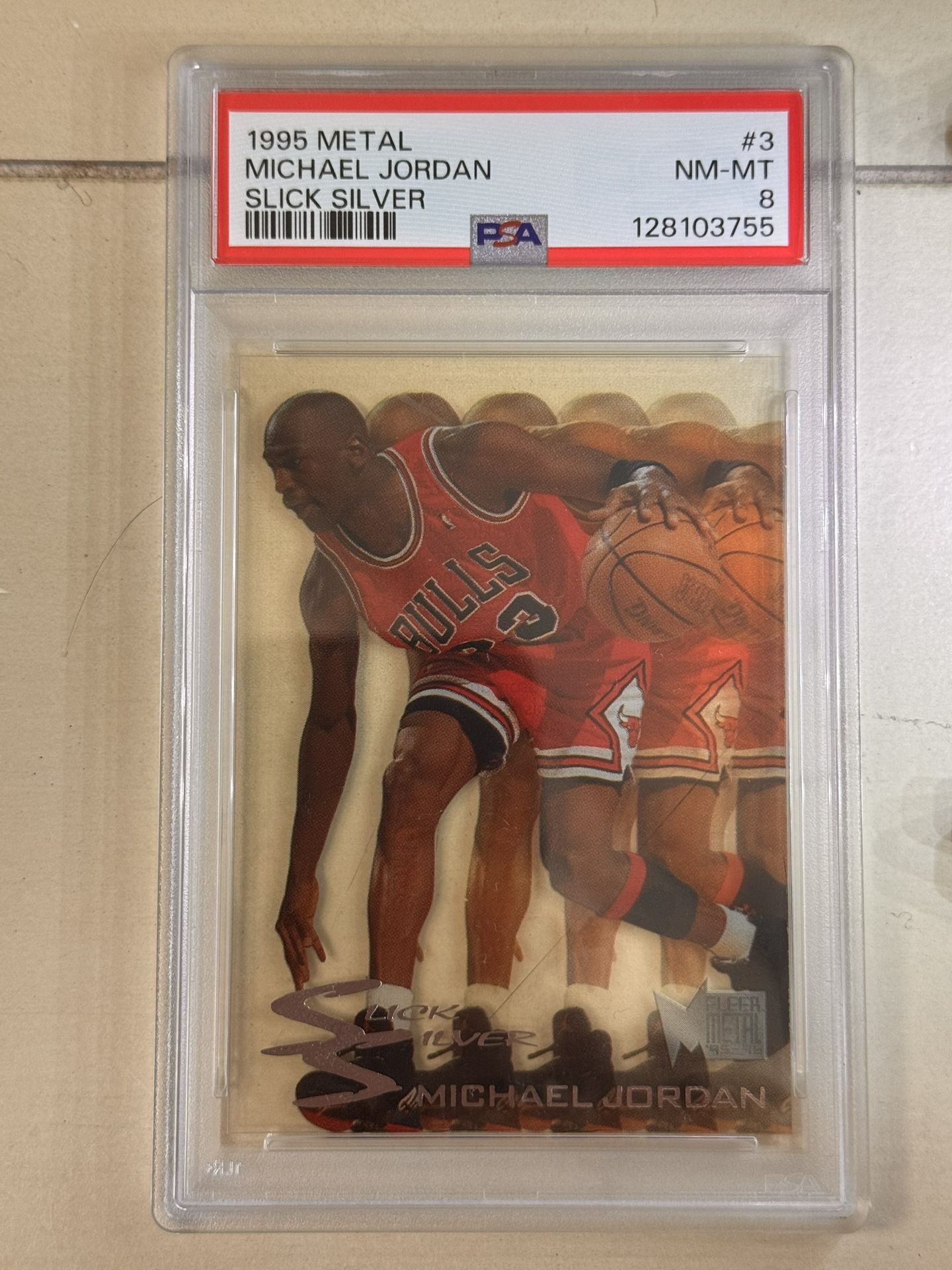 1995 Metal Michael Jordan Slick Silver #3 PSA 8 Chicago Bulls