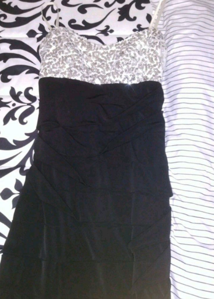 Black & white dress with silver sequins (size: small)