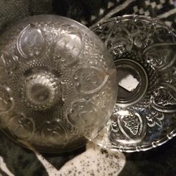 A Antique And Vintage Glass dish With glass Lid