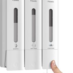 New 1984 Shower Soap Dispenser Bathroom Set Shampoo Conditioner Body Wash Dispenser Wall Mounted Shower Shampoo Dispenser 3 Chamber No Drill for Home 