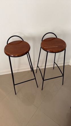 Metal / Solid Wood stools (2)