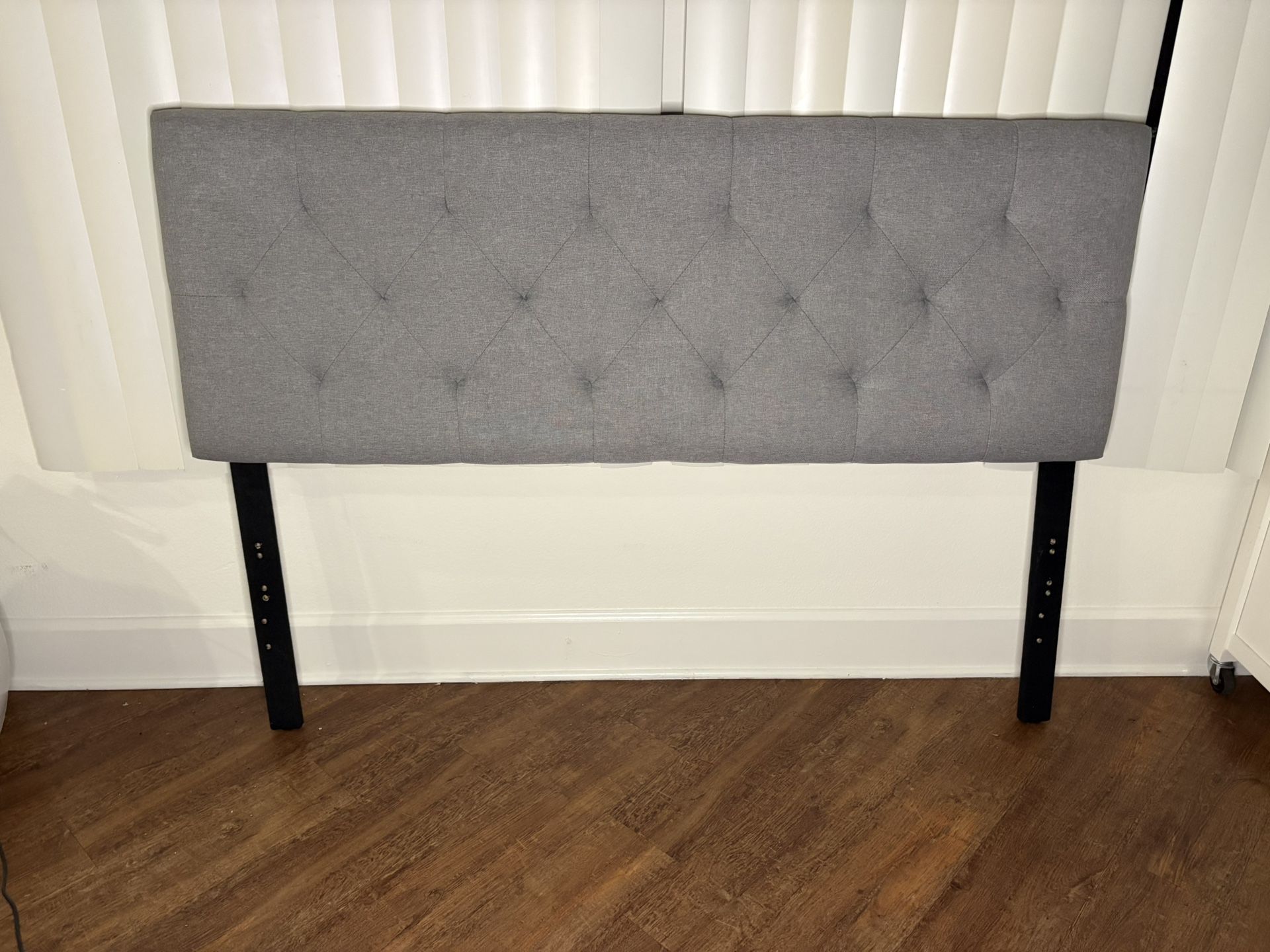 Upholstered Headboard Diamond Tufted Padded Polyester, Stone, Full /Queen