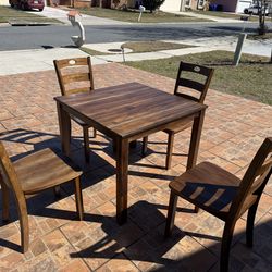 36” Sq Wood Table with 4 Chairs