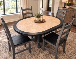 Round Pedestal Dining Table with 4 Chairs