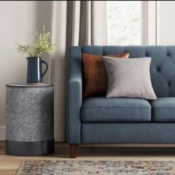 Threshold 22" x 15" Round Galvanized Steel Finish Hawley Drum End Table