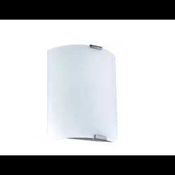 Eglo Grafik 11 in. 1-Light Silver Integrated LED Wall Sconce with Polished Glass