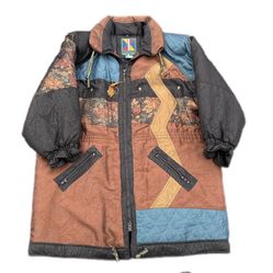 Vintage Komitor Women's Full Length  Jacket Multi Color Floral Retro 90s XXL