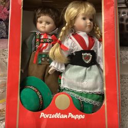 Vintage Porzellan Puppe Porcelian Twins Boy And Girl dolls 8” Collectables 