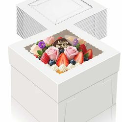 New 15 PCS Cake Boxes, 10x10x8 Tall Cake Box, 10 Inch Cake Box with Window, White Bakery Boxes, Large Baking Boxes, 10x10 Cake Boxes
for Birthday, Wed